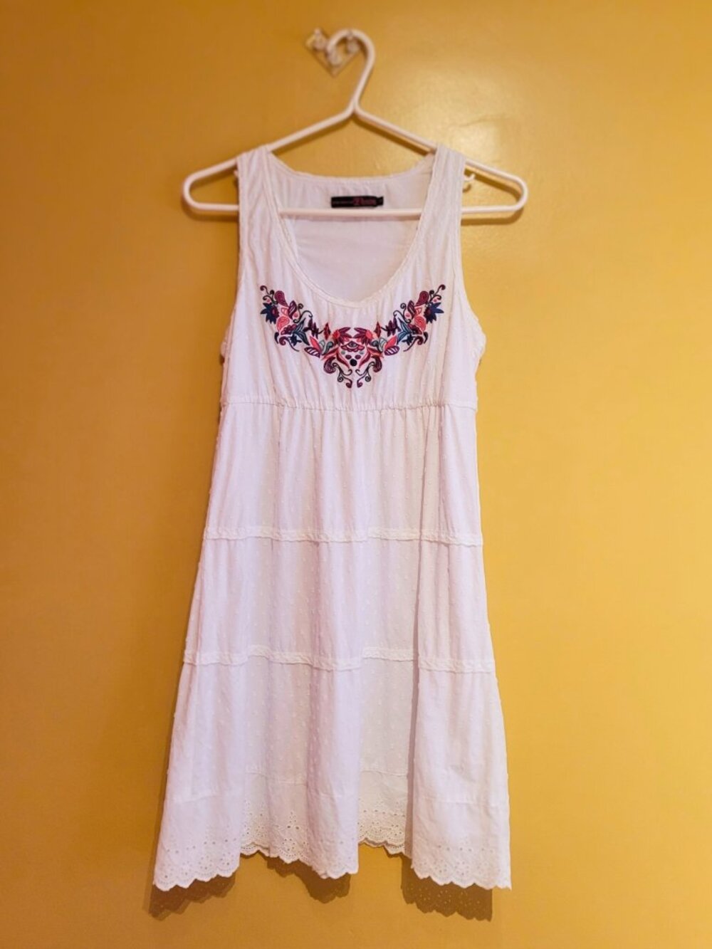 Vintage Tom Tailor Denim 100% Cotton Dress With Colourful Stitching S / M